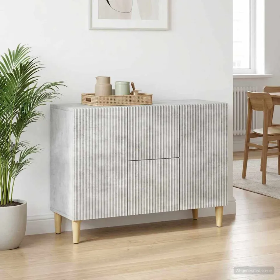 vidaXL Dressoir Betongrijs 89 x 34,5 x 60 cm Bewerkt hout grijs, foto 3