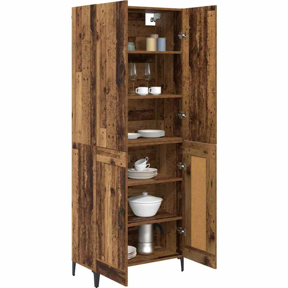 vidaXL Highboard Oud Hout 69,5 x 34 x 180 cm Bewerkt hout Bruin