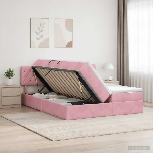 vidaXL Opslag bed met hoofdeinde 2 st Roze