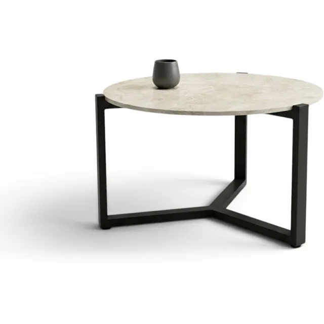 Apple Bee Monaco Lounge Koffietafel | Ø 60cm | Sintered Stone | Zwart Aluminium