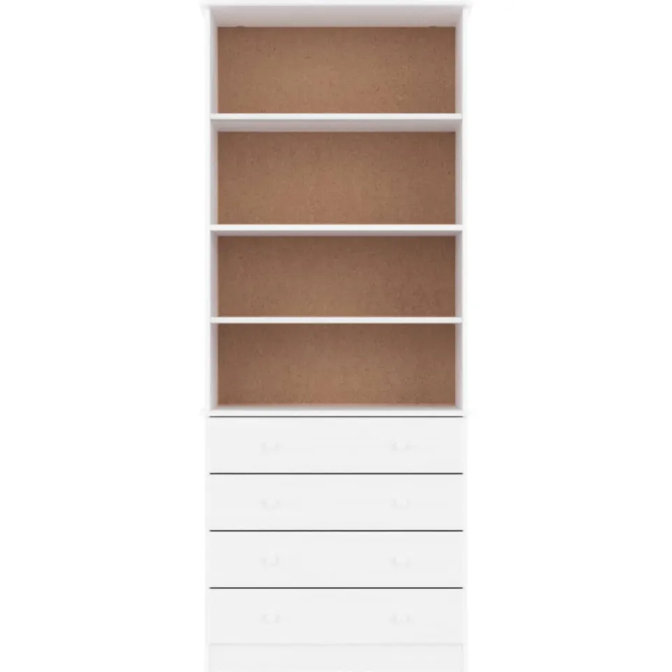 vidaXL Boekenkast met lades ALTA 77x35x186,5 cm massief grenenhout wit