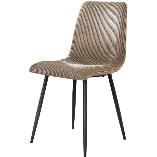 Set van 4 - Nest of Nora Eetkamerstoelen Kara - Ribstof zand Scandinavisch