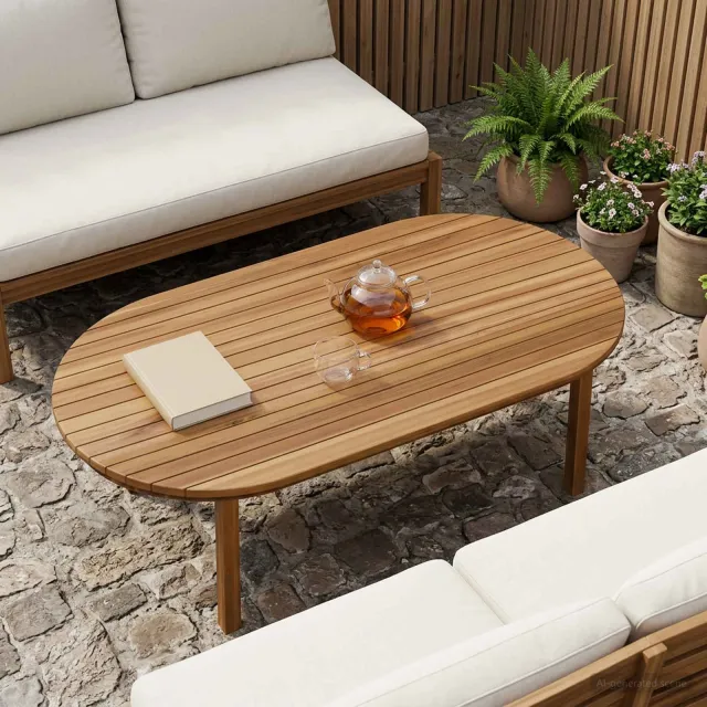 vidaXL Tafelblad 110 x 55 x 3,5 cm Ovaal Massief Teakhout Naturel Bruin
