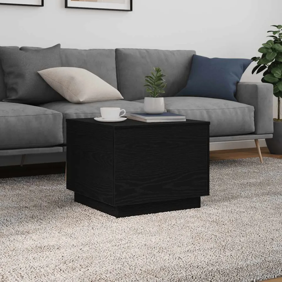 vidaXL Salontafel met LED-verlichting 50x50x40 cm zwart eikenkleurig, foto 3