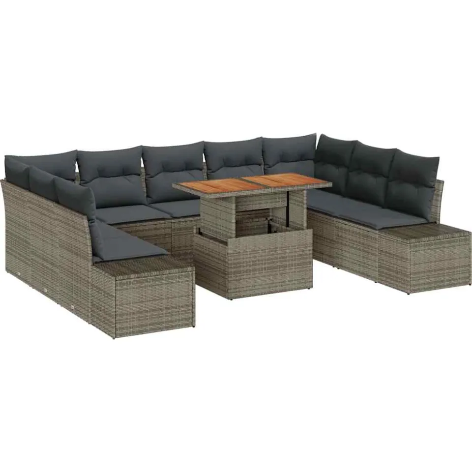 vidaXL Tuin Sofa Set 10 st Grijs Poly riet