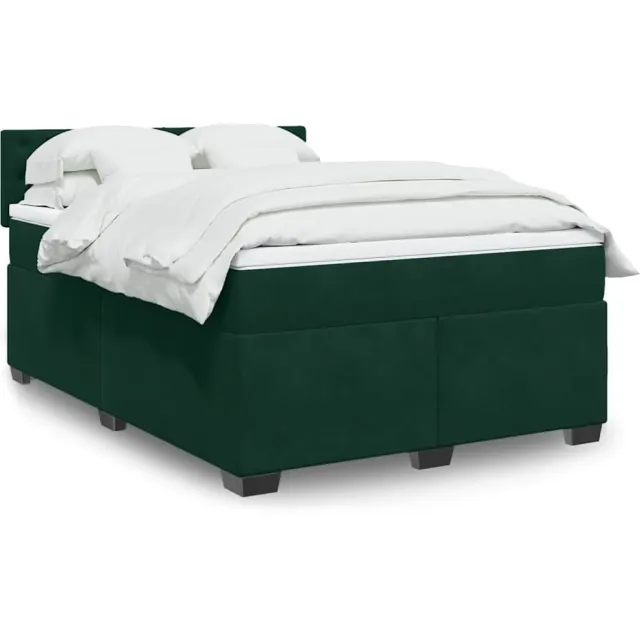 vidaXL Boxspring met matras fluweel donkergroen 140x200 cm groen