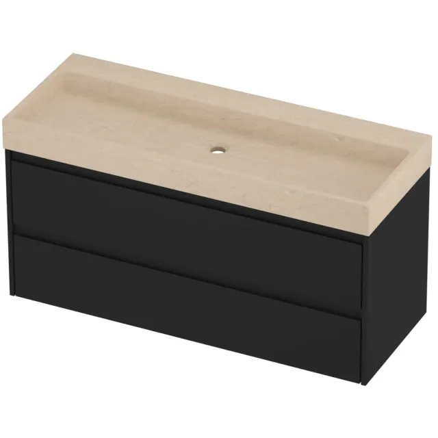 Proline Evoli Badmeubelset Hardsteen Loft 120x46x62 cm Sand Stone Mat Zwart