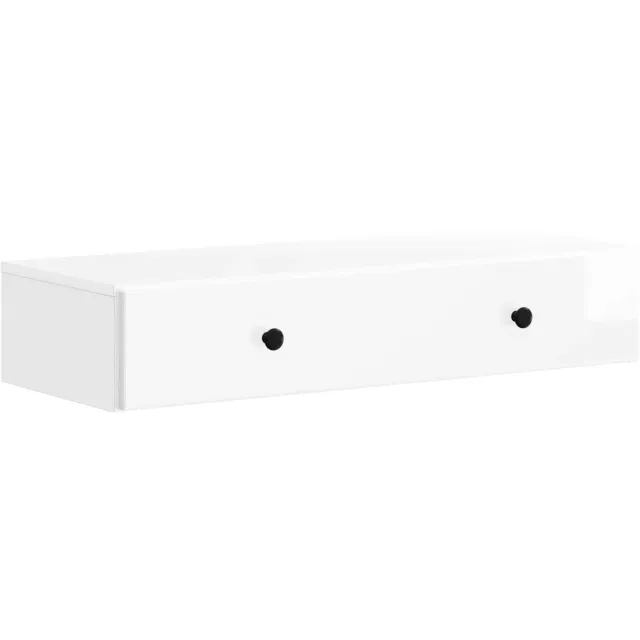 vidaXL Wandgemonteerde - Zijtafel - Hoogglans - Wit - 87,5 - x - 34,5 - x - 17 - cm Hoogglans wit