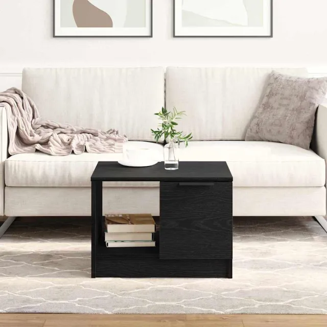 vidaXL Salontafel Zwart Eiken 50 x 50 x 36 cm Bewerkt hout, foto 2