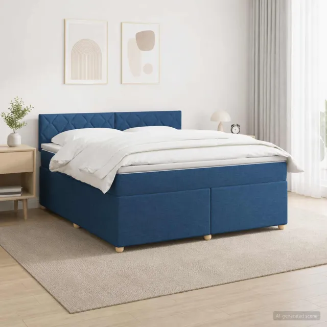 vidaXL Boxspringbed met matras met hoofdeinde Blauw 180 x 200 cm Stof