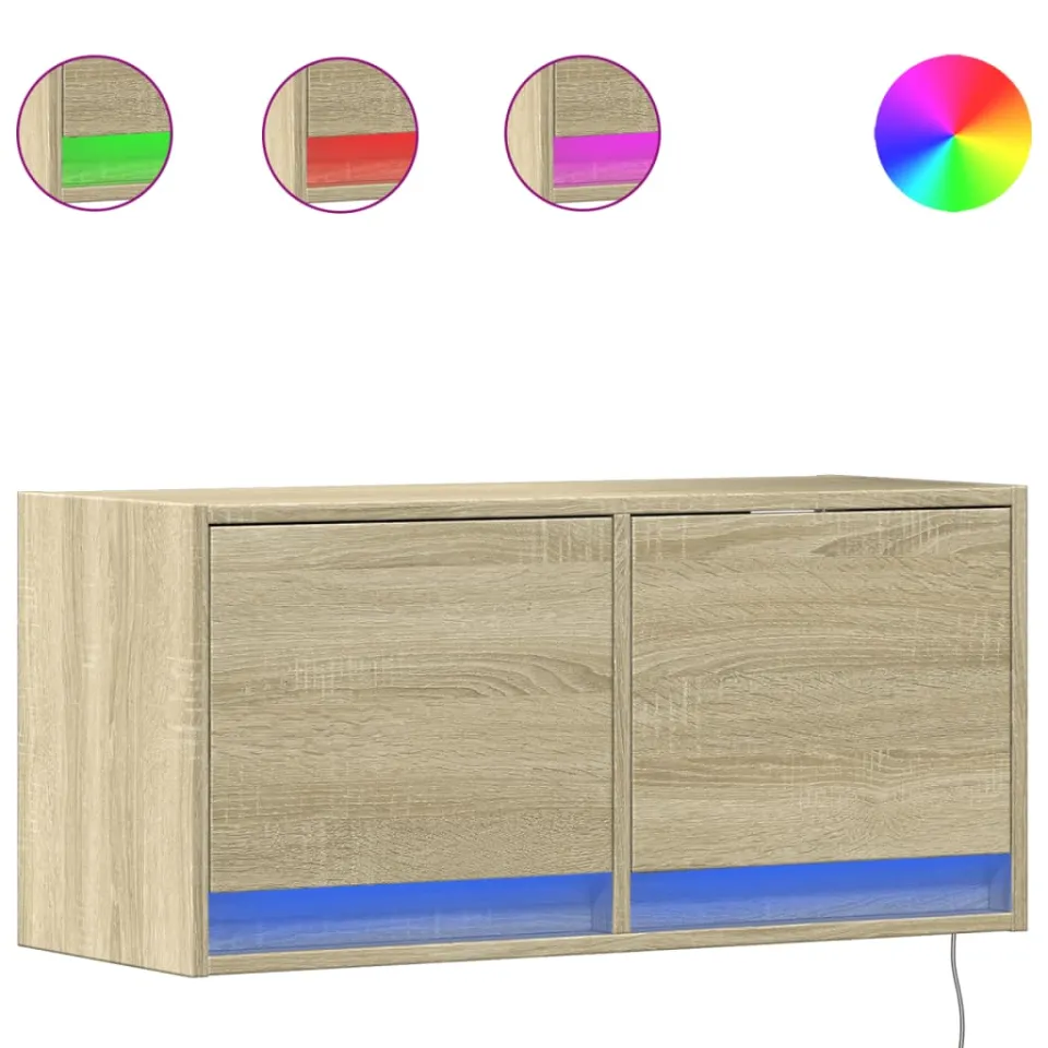 vidaXL Tv-wandmeubel met LED-verlichting 80x31x35 cm sonoma eikenkleur, foto 3