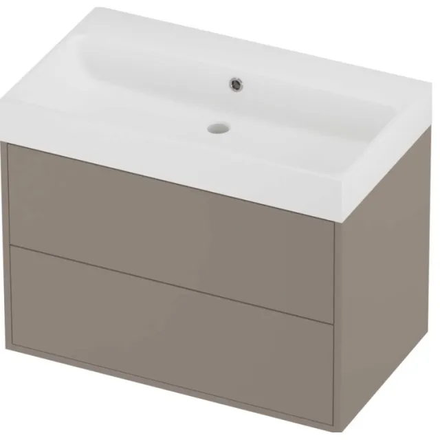 Proline Podium Badmeubelset Polystone Loft 2 Laden 80x46x62 cm Mat White Clay Beige