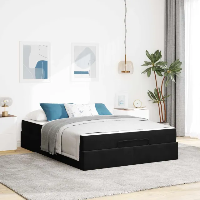 vidaXL Bedframe met matras 2 st Zwart Fluweel