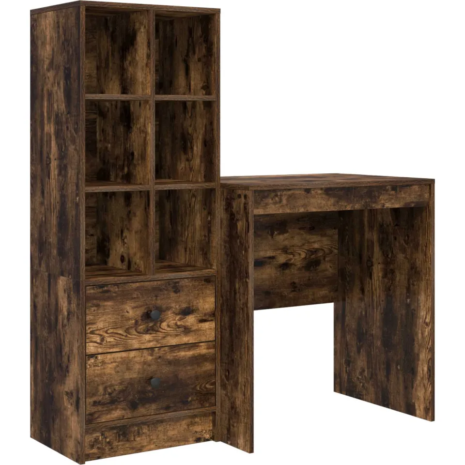 vidaXL Bureau Gerookt eiken 115,5 x 50 x 127 cm 2 st, foto 3