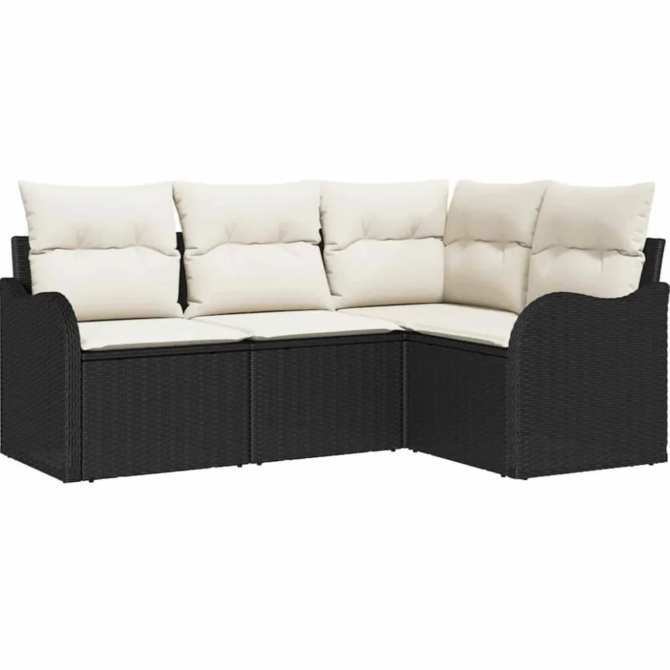 vidaXL Tuin Sofa Set 4 st Zwart poly rattan, foto 4