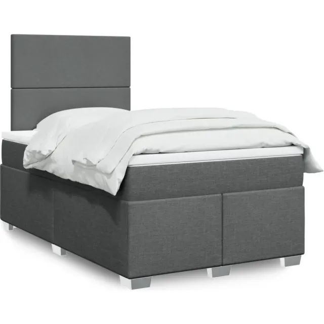 vidaXL Boxspring met matras stof donkergrijs 120x200 cm grijs