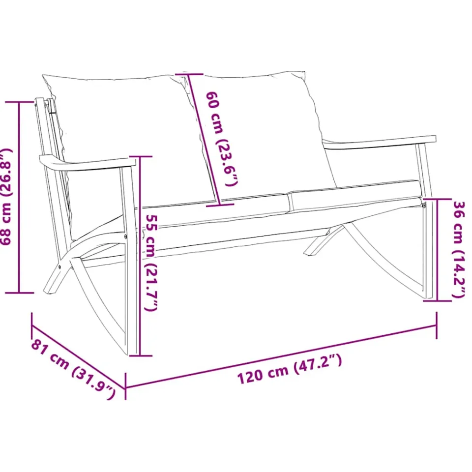 vidaXL Tuinbank met kussens 120 cm staal zwart, foto 3