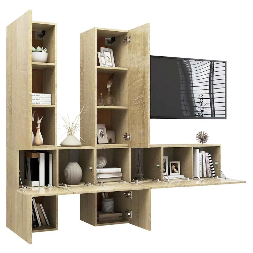 vidaXL 7-delige Tv-meubelset bewerkt hout sonoma eikenkleurig, foto 3