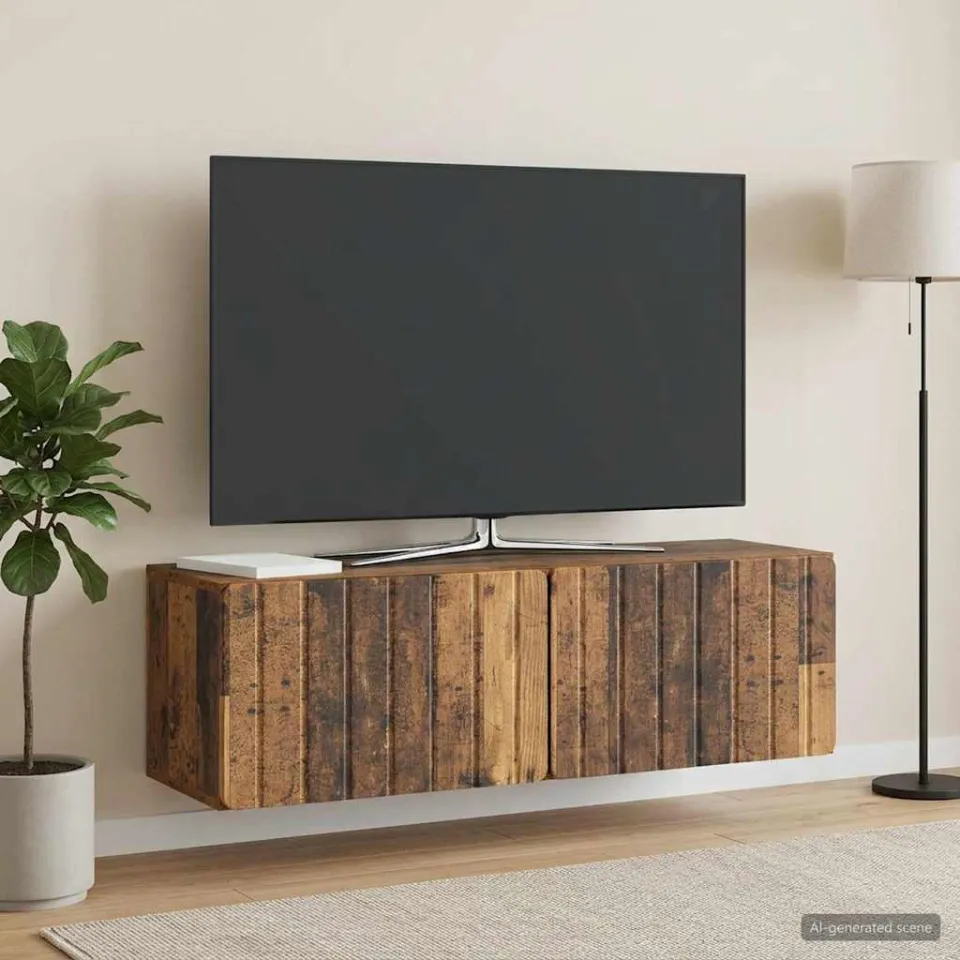 vidaXL Wandbeugel TV-kast 98 x 31 x 30 cm Oud hout Bewerkt hout bruin, foto 4