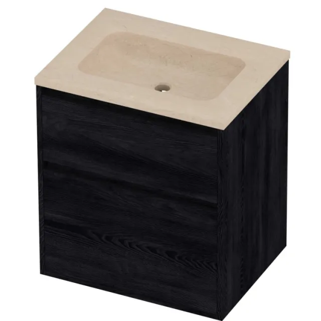 Proline Rollo Badmeubelset Hardsteen Elegant 60x46x67 cm Sand Stone Black Oak Eiken