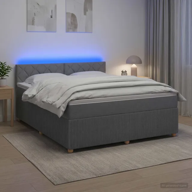vidaXL Boxspringbed met matras Lichtgrijs 180 x 200 cm Stof