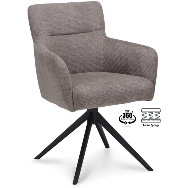 Icon Living Armstoel Mare - Sof Mito Liver - Leg Black Creme