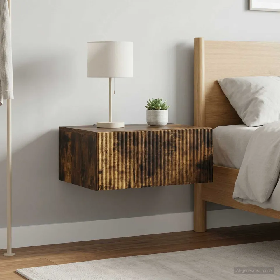 vidaXL Wandbeugel Bedkast 2 st Gerookt eiken 49 x 34,5 x 20 cm, foto 4