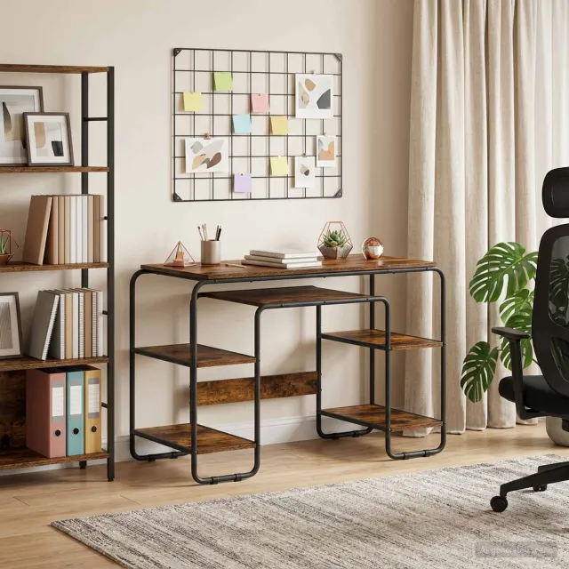 vidaXL Bureau met opbergruimte Gerookt eiken 113.5 x 52 x 75.5 cm Bruin