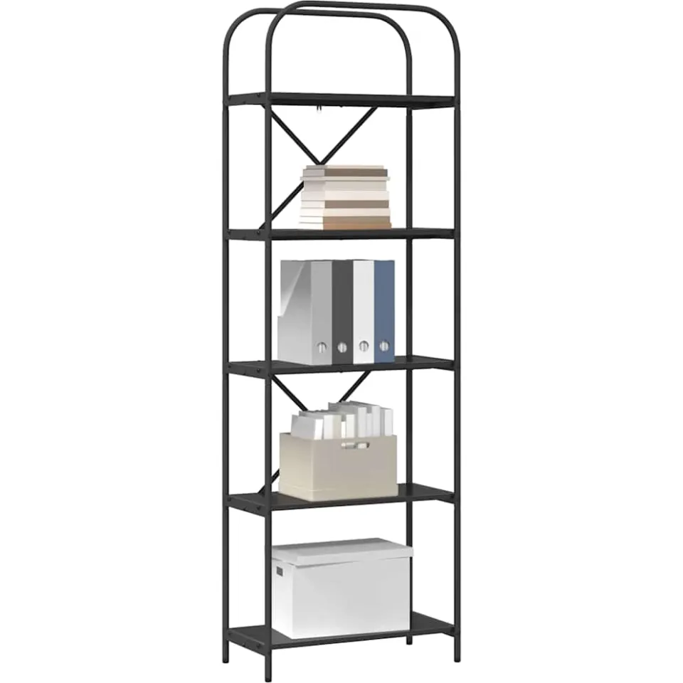 vidaXL Boekenkast 5-laags 60 x 30 x 183 cm Bewerkt hout Zwart Eiken