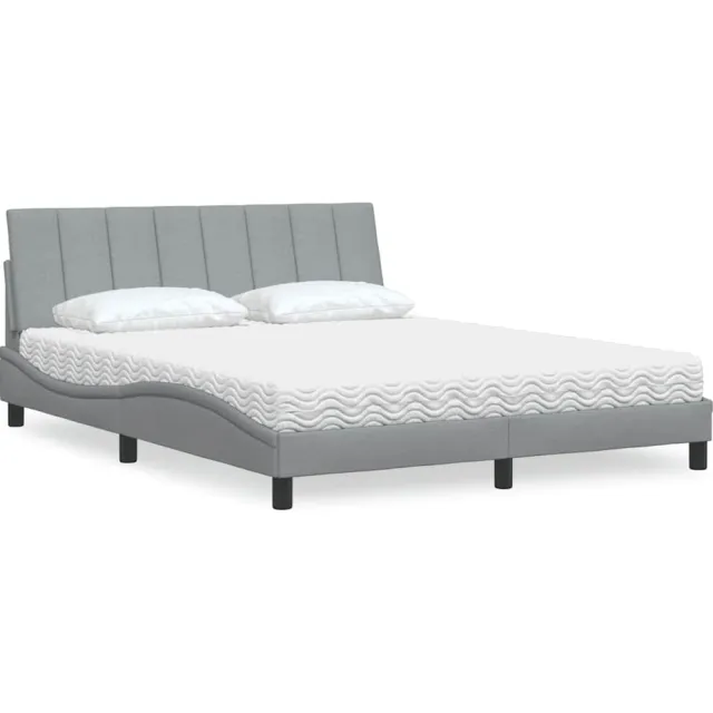 vidaXL Bed met matras "Hanko" stof lichtgrijs 160x200 cm