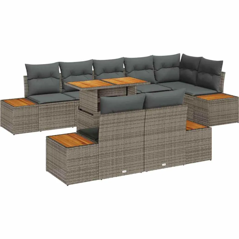 vidaXL Tuin Sofa Set 9 st Grijs Poly riet