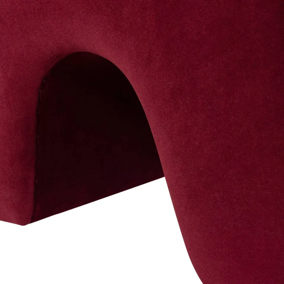 WOOOD Lucen Poef - Velvet - Bordeauxrood - 40x54x37, foto 6