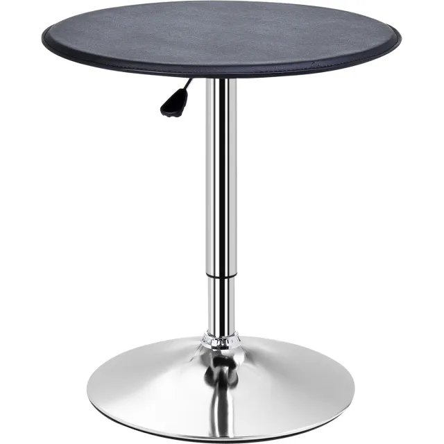 Merax Ronde Bartafel - Verstelbare Statafel met Kunstleer Tafelblad - Ø63 cm - Eettafel in Hoogte Verstelbaar - Zwart