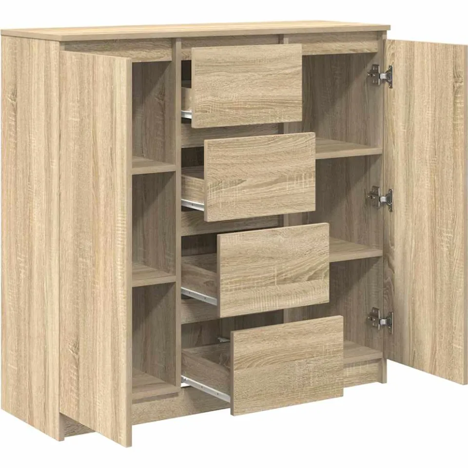 vidaXL Dressoir met lades 100,5x35x98,5 cm spaanplaat sonoma bruin, foto 4