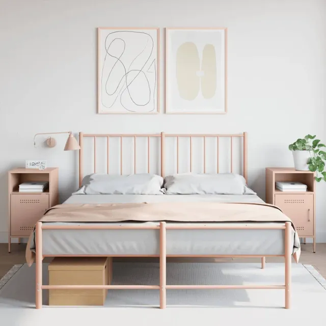 vidaXL Nachtkastjes 2 st 36x39x68 cm staal roze