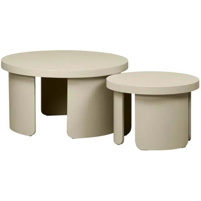 sweeek Set van 2 ronde nesttafels, salontafel - luma Beige