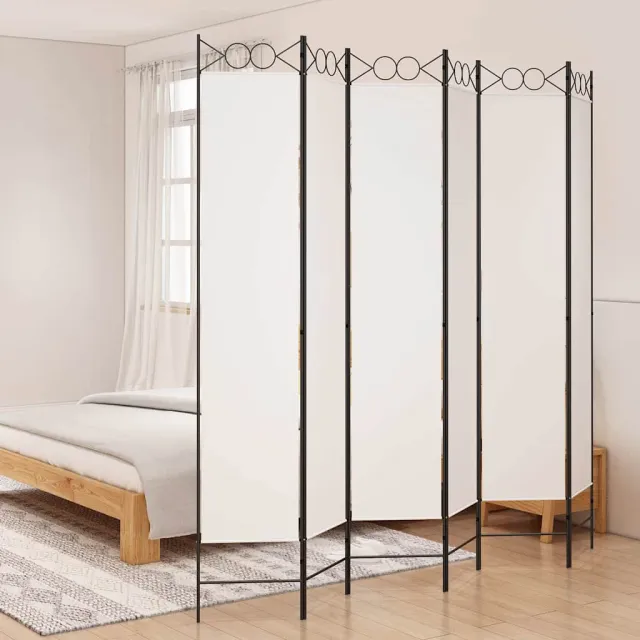 vidaXL Kamerscherm met 6 panelen 240x220 cm stof wit, foto 2