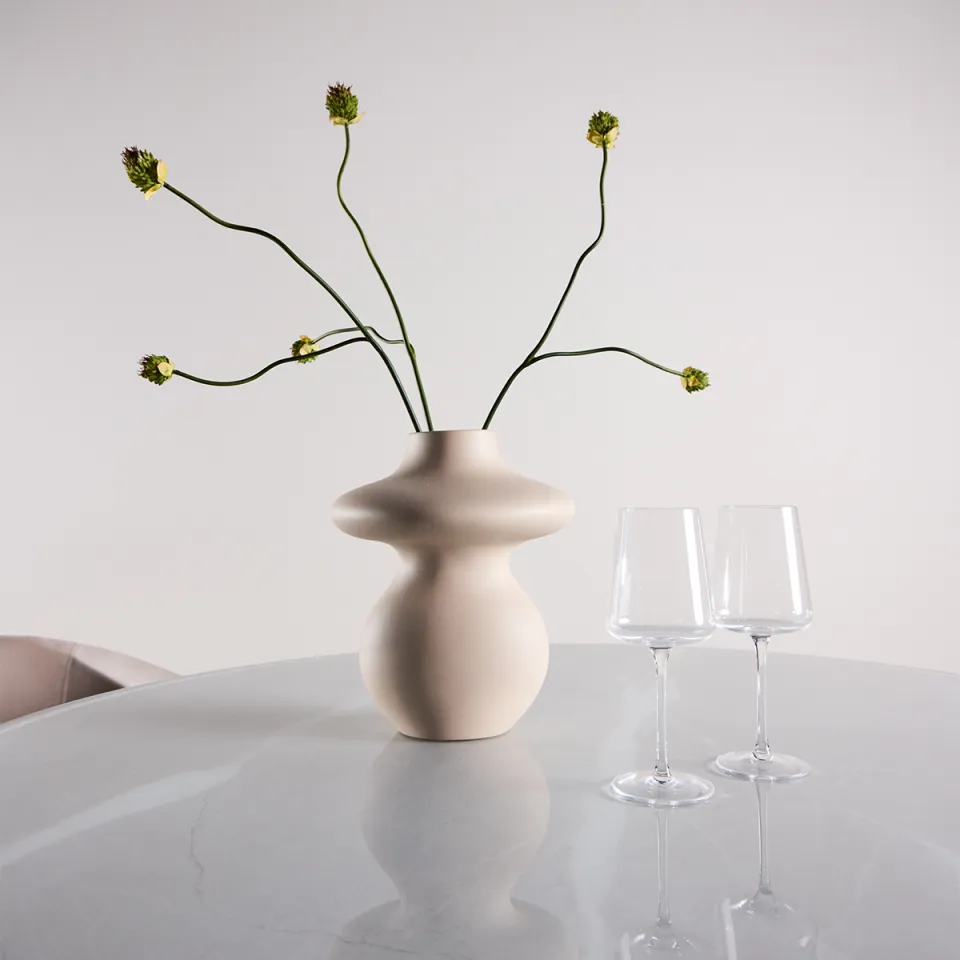 Nest living Maurits ronde eettafel met glazen tafelblad bruin - Ø120 cm, foto 3