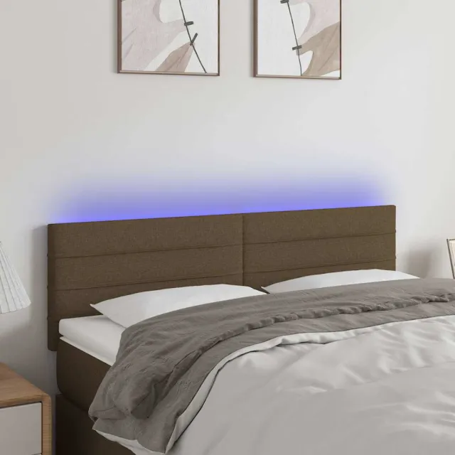 vidaXL Hoofdbord LED 144x5x78/88 cm stof donkerbruin bruin