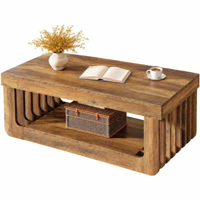 Goodic Salontafel - Hout - Rechthoekig - Japandi - incl. opbergplank