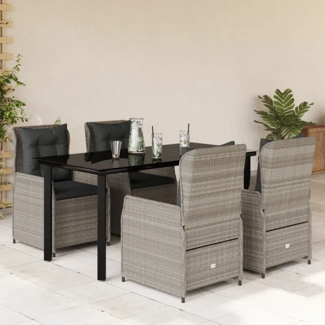 vidaXL 5-delige Tuinset met kussens poly rattan lichtgrijs grijs, foto 2