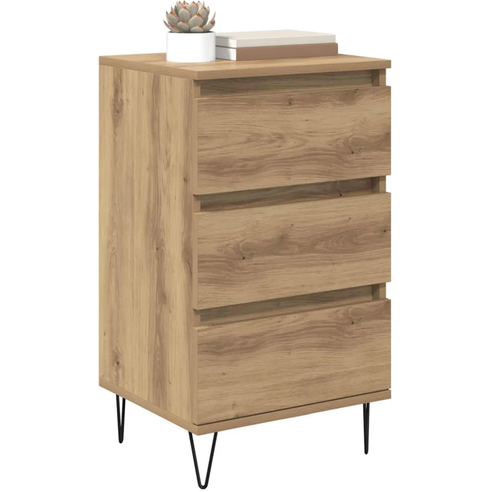 vidaXL Dressoir Artisan Eiken 40 x 35 x 70 cm Gemonteerd hout en ijzer Bruin