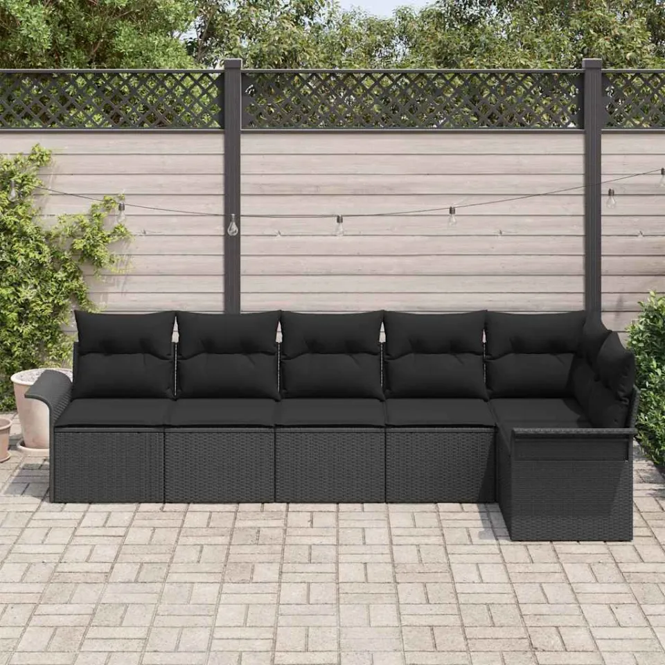 vidaXL Tuin Sofa Set 6 st Zwart poly rattan, foto 3