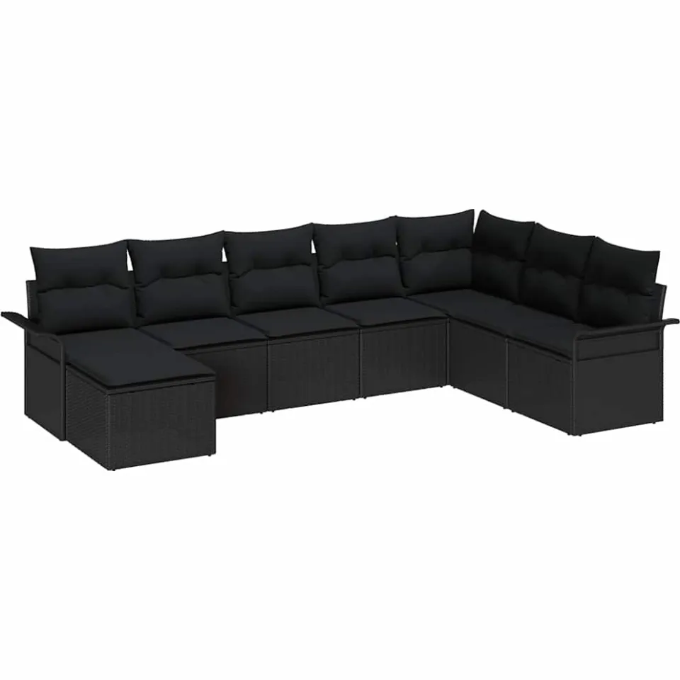 vidaXL Tuin Sofa Set 8 st Zwart Poly riet