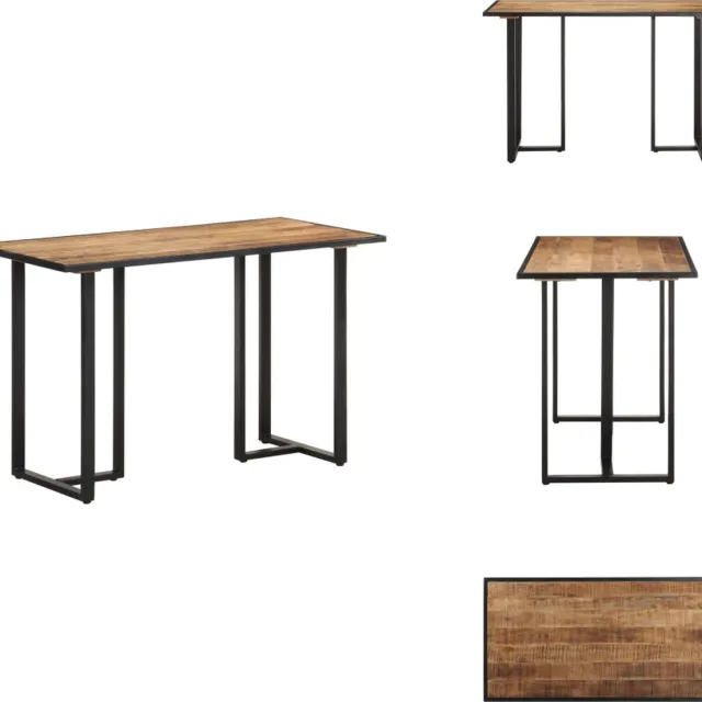 vidaXL Eettafel - 120 - cm - ruw - mangohout Bruin