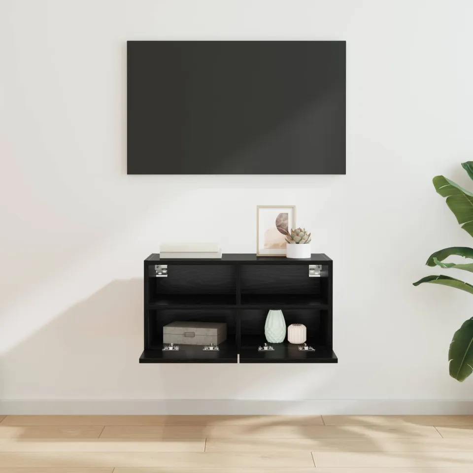 vidaXL TV Wandkast 60 x 30 x 30 cm Zwart Eiken Bewerkt hout, foto 4