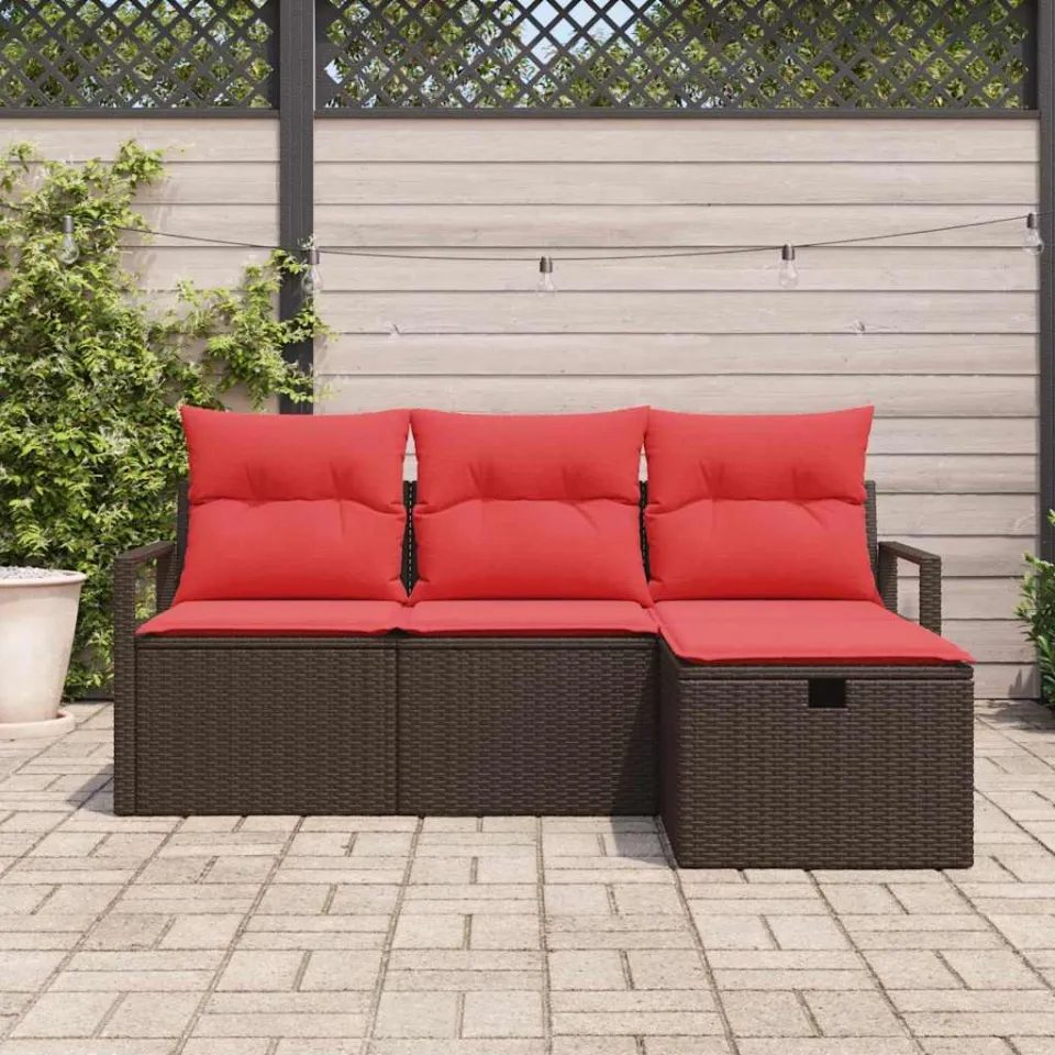 vidaXL Tuin Sofa Set 4 st Bruin poly rattan, foto 2