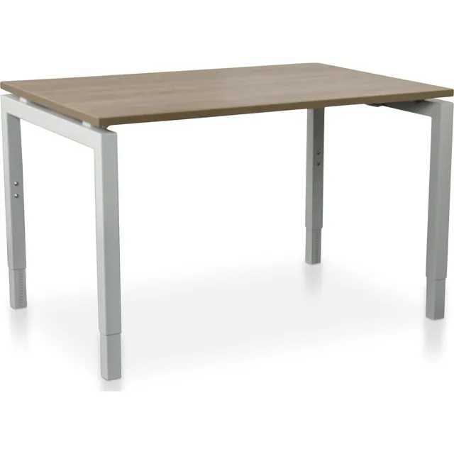 Rechthoek bureau instelbaar | Start Nevada | 120 x 80 cm | Frame wit - blad midden eiken