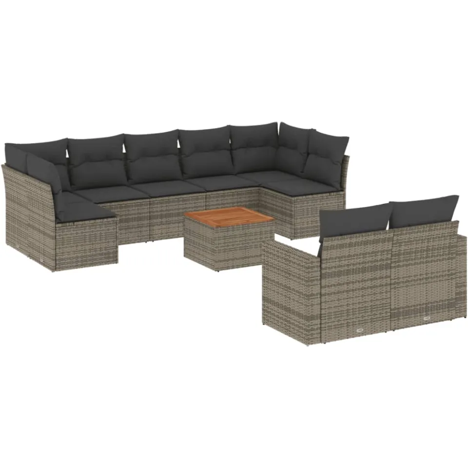 vidaXL Patio Sofa Set 9-zits Grey and Dark Grey, foto 3