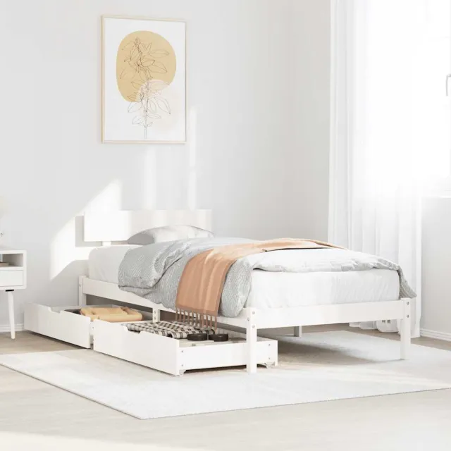 vidaXL Bedframe zonder matras massief grenenhout wit 140x200 cm